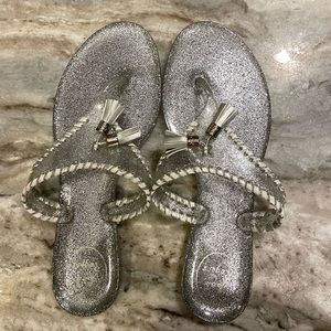 Jack Rogers, silver glitter, sandals sz 7
